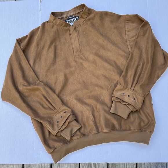 Zero Restriction Golf Outerwear Jacket Pullover Mens XL Brown Snap MicroSuede - Picture 1 of 11